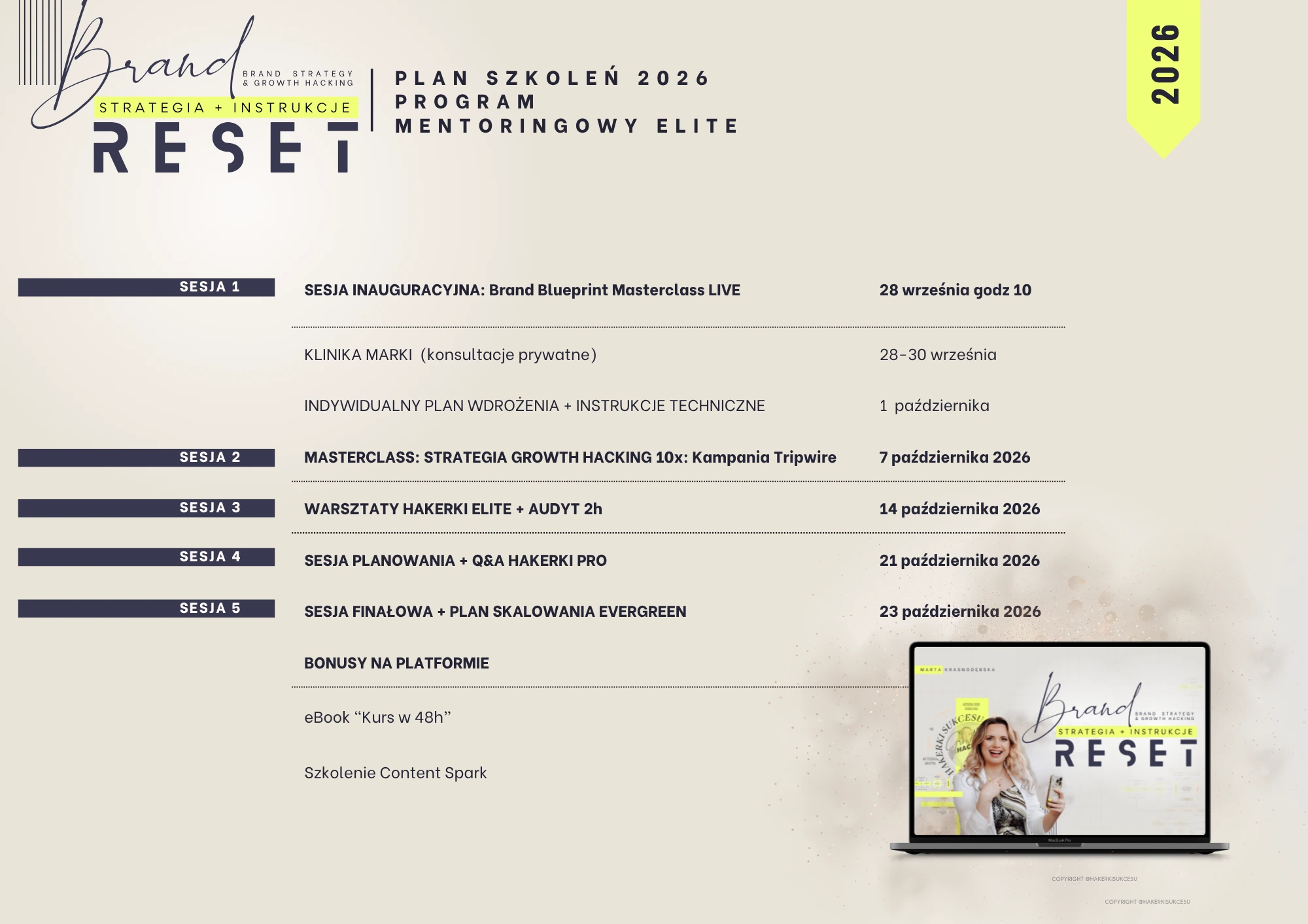 BRAND RESET AKADEMIA ELITE 2026-2 Agenda programu Brand Reset 2026